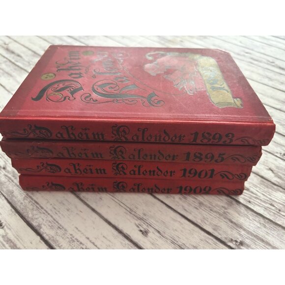 Antique German LOT 4 Books Red Daheim Kalender Deutsche Reich Bielefeld 1800s - Picture 1 of 14